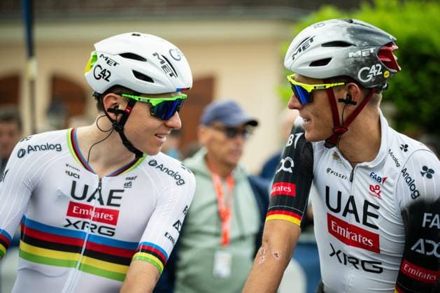 CRITERIUM DU DAUPHINE , DOMERAT PHOTOPQR LA MONTAGNE SALESSE Florian ; ; 08 06 2025 ; CRITERIUM DU DAUPHINE , DOMERAT le 08 06 25 POGACAR depart depuis DOMERAT photo florian salesse SPORTS CYCLISME France  Copyright: xPHOTOPQR LAxMONTAGNE MAXPPPxSALESSExFlorianx 20250608LMT6163 0821812509st