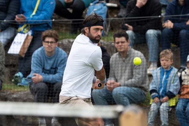 Voller Fokus auf den Ball von Nikolos Bassilaschwili, James Duckworth vs. Nikolos Bassilaschwili, Tennis, ATP, Tennis Herren Turnier, Boss-Open, Court No. 1, Colosseum, Qualifikation, 08.06.2025, James Duckworth vs. Nikolos Bassilaschwili, Tennis, ATP-Turnier, Boss-Open, Court No. 1, Colosseum, Qualifikation, 08.06.2025, Stuttgart Copyright: xEibner-Pressefoto EdwardxCheungx EP_ECG