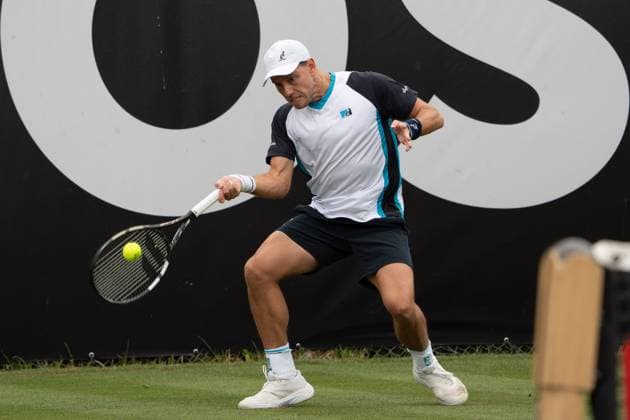 Vorhandschlag von James Duckworth, James Duckworth vs. Nikolos Bassilaschwili, Tennis, ATP, Tennis Herren Turnier, Boss-Open, Court No. 1, Colosseum, Qualifikation, 08.06.2025, James Duckworth vs. Nikolos Bassilaschwili, Tennis, ATP-Turnier, Boss-Open, Court No. 1, Colosseum, Qualifikation, 08.06.2025, Stuttgart Copyright: xEibner-Pressefoto EdwardxCheungx EP_ECG