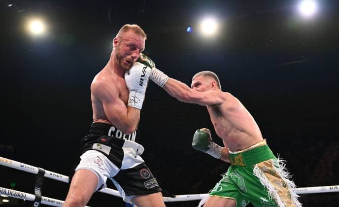 Sport Themen der Woche KW23 Sport Bilder des Tages BOXING OPETAIA SQUEO, Conor Wallace (right) and Dylan Colin of France during their co-main event light heavyweight bout at the Gold Coast Convention and Exhibition Centre on the Gold Coast, Sunday, June 8, 2025. ( NO ARCHIVING, EDITORIAL USE ONLY GOLD COAST QUEENSLAND AUSTRALIA  Copyright: xDAVExHUNTx 20250608166065227659
