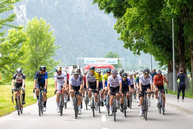 08.06.2025, Lienz, AUT, 37. Dolomitenradrundfahrt, 10. SuperGiroDolomiti, im Bild Übersicht Start Super Giro Dolomiti Overview Start Super Giro Dolomiti during the 37th Dolomite Cycling Tour and 10th SuperGiroDolomiti. in Lienz, Austria on 2025 06 08. Expa Lienz