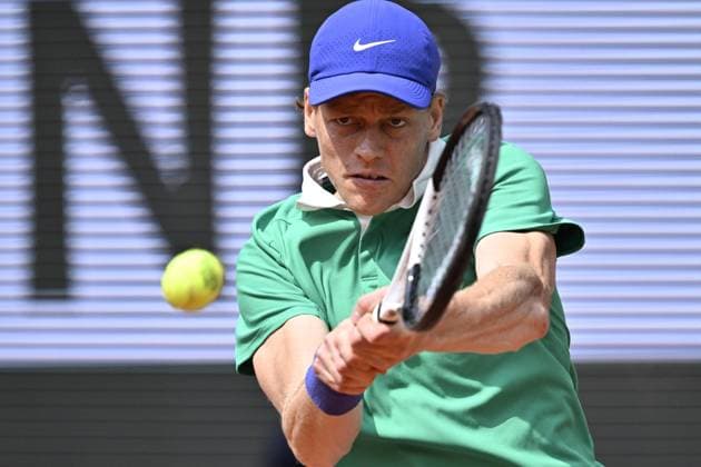 2025 Roland-Garros - Men s Single Final PARIS, FRANCE - JUNE 8: Jannik Sinner of Italy competes against Carlos Alcaraz (not seen) of Spain during the Men s Single Final match on the day 15 of French Open tennis tournament on Court Philippe-Chatrier at the Roland-Garros Complex in Paris, France on June 8, 2025. Burak Akbulut Anadolu Paris France. Editorial use only. Please get in touch for any other usage.  Copyright: x2025xAnadoluxBurakxAkbulutx
