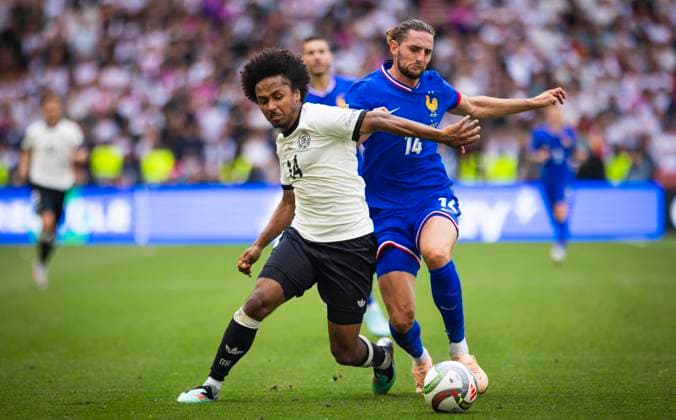 Stuttgart, Germany. 08th Jun 2025. Karim Adeyemi (DFB) Adrien Rabiot (FRA) Germany - France Deutschland - Frankreich 08.06.2025