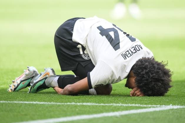 Fußball, Nations League, 20250608, Deutschland - Frankreich. Im Bild Karim ADEYEMI (Deutschland, 14) angeschlagen am Boden. Stuttgart Stuttgart Arena Baden Württemberg Deutschland Copyright: Passion2Press MarkusxFischerx