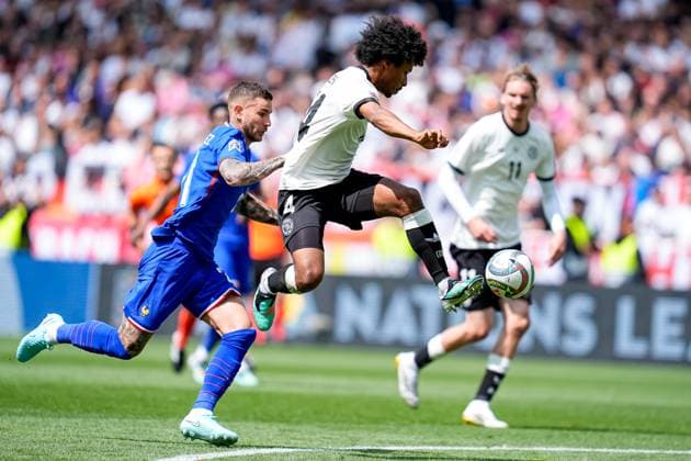 Karim Adeyemi controls the ball, UEFA Nations League 2025 Third Place Match, Germany and France, Stuttgart Arena, June 8, 2025, Stuttgart, Germany.