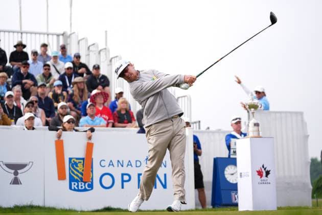 Sport Bilder des Tages RBC Canadian Open 2025 - Final Round CALEDON, CANADA - JUNE 8 : Charley Hoffman of the United States hits his tee shot on the 1st hole during the final round of the RBC Canadian Open 2025 at TPC Toronto at Osprey Valley in Caledon, Ontario, Canada on June 8, 2025. Mert Alper Dervis Anadolu Ontario Canada. Editorial use only. Please get in touch for any other usage.  Copyright: x2025xAnadoluxMertxAlperxDervisx