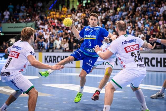 Max Haefner (TVB Stuttgart, 03) vs. Moritz Preuss (SC DHfK Leipzig, 24) GER, TVB Stuttgart - SC DHfK Leipzig, DAIKIN HBL, Handball, Bundesliga, 34. Spieltag, Spielzeit 2024 2025, 08.06.2025 GER, TVB Stuttgart - SC DHfK Leipzig, DAIKIN HBL, Handball, Bundesliga, 34. Spieltag, Spielzeit 2024 2025, 08.06.2025 Stuttgart Copyright: xSandyxDinkelackerx EP_SDR