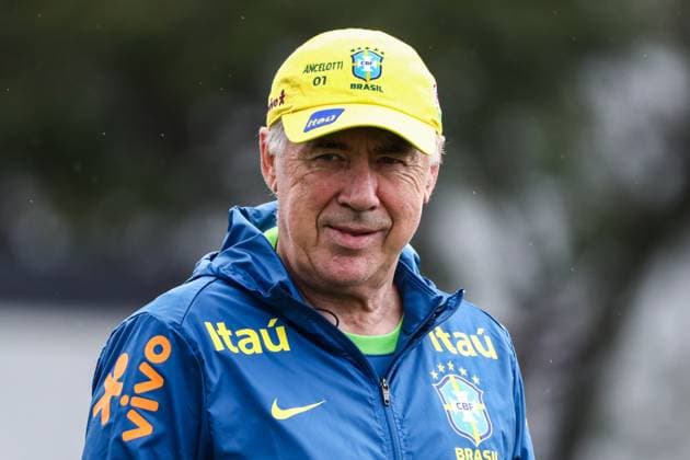 Brazil national team, Nationalteam during a training session at CT Joaquim Grava, in the eastern zone of Sao Paulo, Carlo Ancelotti of the Brazil national team during the second day of training ahead of the World Cup 2026 qualifier against Paraguay, at CT Joaquim Grava in Sao Paulo™s eastern zone, on Saturday morning, June¯7,¯2025. SoO PAULO SoO PAULO Brazil Copyright: xMarinaxUezimax