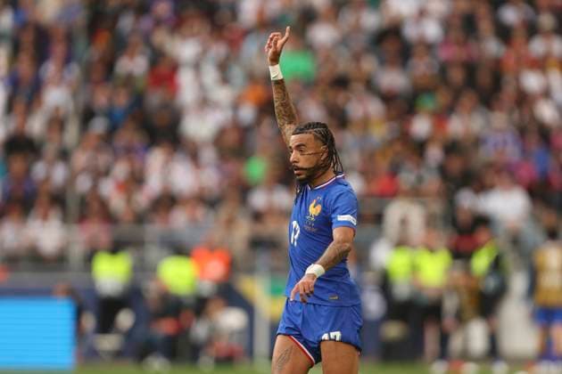 Malo Gusto (France) gestures during the UEFA Nations League 2025 third place match between Germany and France at Stuttgart Arena on June 8, 2025 in Stuttgart, Germany. (Photo by Oliver Kaelke DeFodi Images)