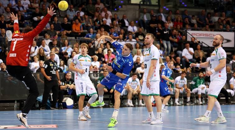 BAU 08.06.2025 Stuttgart Handball TVB Stuttgart vs SC DHFK Leipzig, Max Häfner (TVB; Mitte)