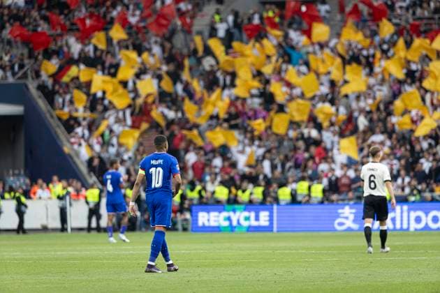 FOOTBALL : The UEFA Nations League third place play-off football match between Germany and France in Stuttgart, southwestern Germany on June 8, 2025. Joie des joueurs de France apres leur victoire  Copyright: xelyxandroxcegarrax