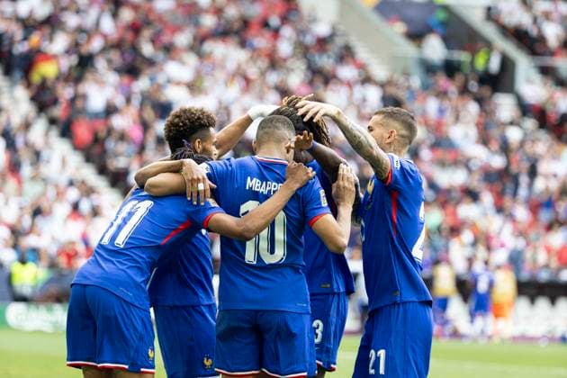 FOOTBALL : The UEFA Nations League third place play-off football match between Germany and France in Stuttgart, southwestern Germany on June 8, 2025. Joie des joueurs de France apres le but de Michael Olise 11  Copyright: xelyxandroxcegarrax