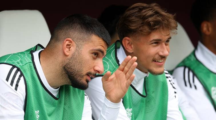 BAU 08.06.2025 Stuttgart Fußball UEFA Nations League Spiel um Platz 3, Deutschland vs. Frankreich, v.l. Deniz Undav und Tom Bischof (GER) auf der Ersatzbank