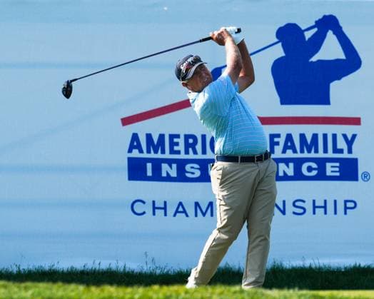 June 8, 2025, Madison, Wisconsin, USA: SCOTT PAREL of the United States tees off on the first hole during the final round of the 2025 American Family Insurance Championship at TPC Wisconsin in Madison, Wis. Madison USA - ZUMAb262 20250608_znp_b262_010 Copyright: xJeffxM.xBrownx