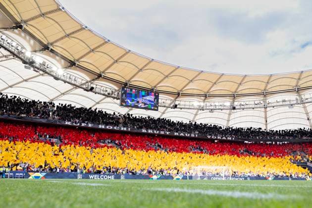 Stuttgart, Germany, June 08st 2025: The teams Germany and France enter the field before the UEFA Nations League 3rd Place between Germany and France at Stuttgart Arena in Stuttgart, Germany. Philipp Kresnik (Philipp Kresnik SPP) Copyright: xPhilippxKresnikx xSPPx spp-en-PhKrSp-_KRE1380
