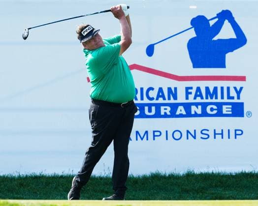 June 8, 2025, Madison, Wisconsin, USA: TIM HERRON of the United States tees off on the first hole during the final round of the 2025 American Family Insurance Championship at TPC Wisconsin in Madison, Wis. Madison USA - ZUMAb262 20250608_znp_b262_027 Copyright: xJeffxM.xBrownx