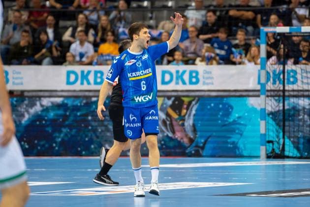 Handball I Herren I Saison 2024-2025 I Bundesliga I 34. Spieltag I TVB Stuttgart - SC DHfK Leipzig I 08.06.2025 Daniel Fernandez Jimenez (6, TVB Stuttgart) jubelt Stuttgart Porsche Arena Baden-Württemberg Deutschland Copyright: xLobeca MaxxPetershansx