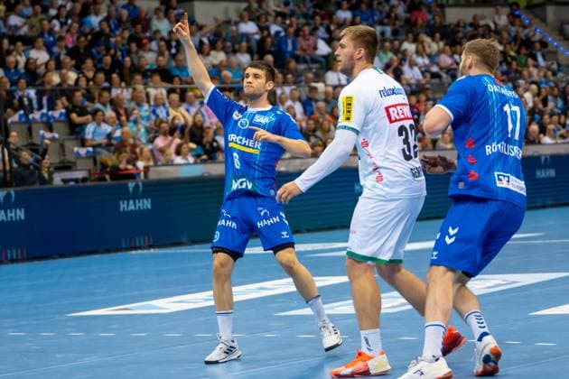 Handball I Herren I Saison 2024-2025 I Bundesliga I 34. Spieltag I TVB Stuttgart - SC DHfK Leipzig I 08.06.2025 Daniel Fernandez Jimenez (6, TVB Stuttgart) jubelt nach einem Siebenmeter Stuttgart Porsche Arena Baden-Württemberg Deutschland Copyright: xLobeca MaxxPetershansx