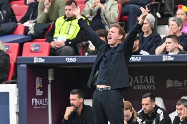 Sport Themen der Woche KW23 Sport Bilder des Tages Trainer Coach Julian Nagelsmann (Deutschland) unzufrieden enttäuscht enttaeuscht niedergeschlagen frustriert, Mimik starker Gesichtsausdruck Emotion. 08.06.2025 Fussball UEFA Nations League Deutschland vs Frankreich, Nekarstadion, Stuttgart, *** Coach Coach Julian Nagelsmann Germany dissatisfied disappointed dejected frustrated, facial expression strong facial expression Emotion 08 06 2025 Soccer UEFA Nations League Germany vs France, Nekarstadion, Stuttgart, Copyright: xpepphotox xHorstxMauelshagenx pep00321, pep_20250608_hm_53898