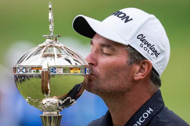 June 8, 2025, Caledon, On, CANADA: p>Ryan Fox of New Zealand kisses the trophy after winning the RBC Canadian Open in Caledon, Ont. on Sunday, June 8, 2025. Canada News - June 8, 2025  - ZUMAc35_ 20250608_zaf_c35_039 Copyright: xAndrewxLahodynskyjx