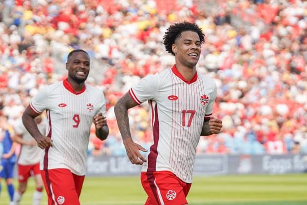 June 7, 2025, Toronto, Ciudad de Mexico, Canada: Tajon Buchanan 17 of Canada celebrating after scoring a goal against Ukraine during the International Friendly, Länderspiel, Nationalmannschaft match between Canada and Ukraine at BMO Field. Final score Canada 4-2 Ukraine. on June 7, 2025 in Toronto, Canada. Toronto Canada - ZUMAe321 20250607_zsa_e321_040 Copyright: xLeonardoxRamirezx