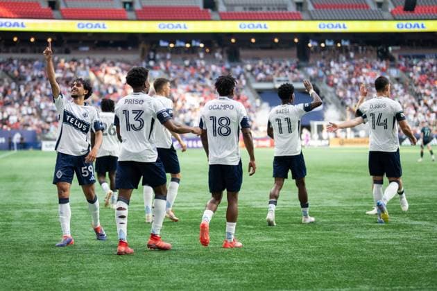 June 8, 2025, Vancouver, Bc, CANADA: Vancouver Whitecaps Jeevan Badwal (59) celebrates his goal against the Seattle Sounders during the first half of an MLS, Fussball Herren, USA soccer match in Vancouver, on Sunday, June 8, 2025. Canada News - June 8, 2025 - ZUMAc35_ 20250608_zaf_c35_046 Copyright: xEthanxCairnsx