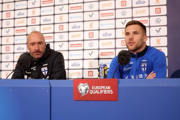 Sport Themen der Woche KW24 HELSINKI 09.06.2025 EL ELIMINACJE DO MISTRZOSTW SWIATA W PILCE NOZNEJ FIFA 2026 - KONFERENCJA REPREZENTACJI FINLADII PRZED MECZEM FINLANDIA v POLSKA QUALIFICATION FOR THE 2026 FIFA World Cup, WM, Weltmeisterschaft, Fussball - FINLAND S national team, Nationalteam CONFERENCE BEFORE THE MATCH FINLAND v POLAND KONFERENCJA PRASOWA REPREZENTACJI FINLANDII --- FINLAND FOOTBALL NATIONAL TEAM press conference, PK, Pressekonferenz JACOB FRIIS BENJAMIN KALLMAN FOT. PIOTR KUCZA FOTOPYK NEWSPIX.PL --- newspix.pl 