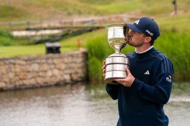 2025-06-08 KLM OPEN 2025 AMSTERDAM, THE NETHERLANDS - JUNE 8: Connor Syme of Scotland winner of the KLM Open 2025 during Round 4 of the KLM Open 2025, DP World Tour at The International on June 8, 2025 in Amsterdam, The Netherlands. Amsterdam The International The Netherlands Content not available for redistribution in The Netherlands directly or indirectly through any third parties. Copyright: xHenkxSeppenx