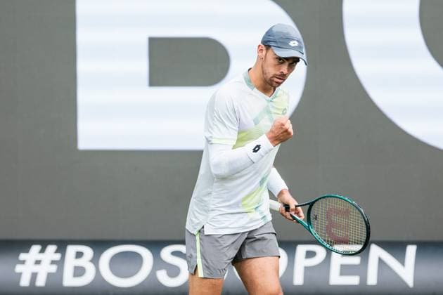 BOSS OPEN ATP250; 09.06.2025 Benjamin Bonzi (FRA) jubelt im Match gegen Jiri Lehecka (CZE) BOSS OPEN ATP250; Stuttgart, Tennisclub Weissenhof am 09.06.2025 Copyright: xBEAUTIFULxSPORTS Wunderlx