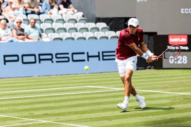 BOSS OPEN ATP250; 09.06.2025 Brandon Nakashima (USA) im Match gegen Jacob Fearnley (GBR) BOSS OPEN ATP250; Stuttgart, Tennisclub Weissenhof am 09.06.2025 Copyright: xBEAUTIFULxSPORTS Wunderlx