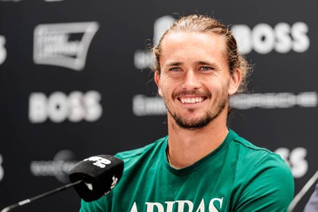 Sport Bilder des Tages BOSS OPEN ATP250; 09.06.2025 Alexander Zverev (GER) lacht, lachend während der Pressekonferenz BOSS OPEN ATP250; Stuttgart, Tennisclub Weissenhof am 09.06.2025 Copyright: xBEAUTIFULxSPORTS Wunderlx