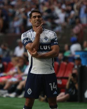 June 8, 2025, Vancouver, Vancouver, Bc, Canada: MLS, Fussball Herren, USA Regular Season game Vancouver Whitecaps FC vs Seattle Sounders FC Vancouver Whitecaps forward Daniel Rios (14) celebrates with your teamates the 2nd goal against Seattle Sounders FC at BC Place on June 8, 2025 in Vancouver, Canada.( ) Vancouver Canada - ZUMAp175 20250608_zsa_p175_021 Copyright: xTomazxJr Pximagesx