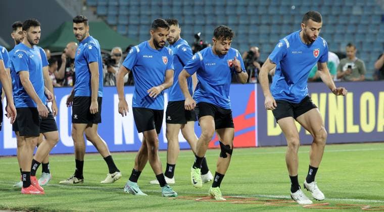 Jordan v Iraq - FIFA World Cup, WM, Weltmeisterschaft, Fussball Asian 3rd Qualifier - Previews In Amman, Jordan, on June 9, 2025, Jordan national team, Nationalteam players participate in a training session ahead of the Jordan-Iraq match in the third round of the FIFA World Cup qualifiers, Group B, at Amman International Stadium. AMMAN Jordan  Copyright: xAmeenxAhmedx originalFilename:alameen-notitle250609_npvJJ.jpg