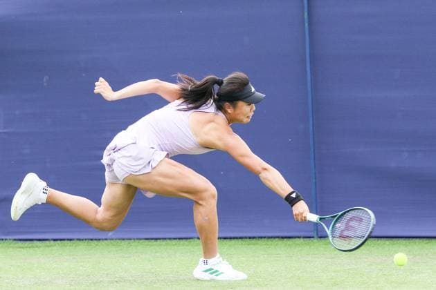 Ilkley Tennis Club, England, June 9th 2025: Mingge Xu during the WTA, Tennis Damen 125 Lexus Ilkley Open match with Ana Konjuh at Ilkley Tennis Club in Ilkley, England on June 9th 2025. (Sean Chandler SPP) Copyright: xSeanxChandlerx xSPPx spp-en-SeChSp-WTA 125 Lexus Ilkley Open - Ana Konjuh v Mingge Xu - Ilkley Tennis Club-102F5A3785