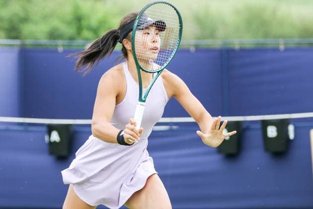 Ilkley Tennis Club, England, June 9th 2025: Mingge Xu during the WTA, Tennis Damen 125 Lexus Ilkley Open match with Ana Konjuh at Ilkley Tennis Club in Ilkley, England on June 9th 2025. (Sean Chandler SPP) Copyright: xSeanxChandlerx xSPPx spp-en-SeChSp-WTA 125 Lexus Ilkley Open - Ana Konjuh v Mingge Xu - Ilkley Tennis Club-122F5A3798