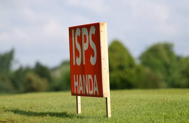 REPRO FREE *PRESS RELEASE NO REPRODUCTION FEE* EDITORIAL USE ONLY Golf Ireland ISPS Handa Irish G4D Open, Roganstown, Dublin 10 6 2025 ISPS Handa branding ISPS Handa branding 10 6 2025  Copyright: x INPHO JamesxCrombiex JCR16580