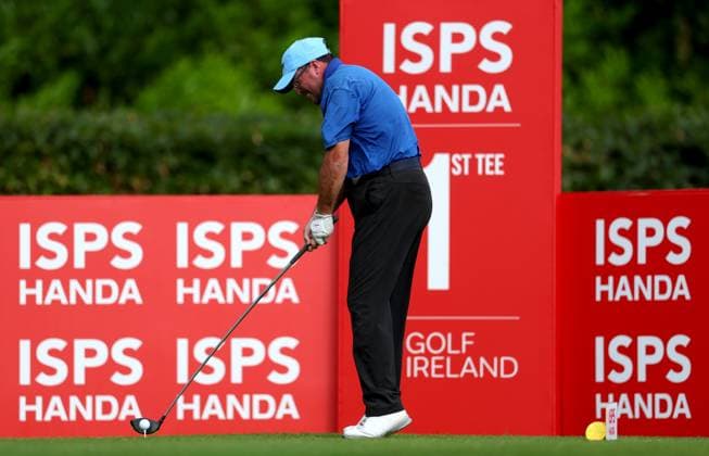REPRO FREE *PRESS RELEASE NO REPRODUCTION FEE* EDITORIAL USE ONLY Golf Ireland ISPS Handa Irish G4D Open, Roganstown, Dublin 10 6 2025 Nick Carroll takes his tee shot on the 1st hole Nick Carroll takes his tee shot on the 1st hole 10 6 2025  Copyright: x INPHO JamesxCrombiex JCR17327