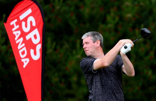 REPRO FREE *PRESS RELEASE NO REPRODUCTION FEE* EDITORIAL USE ONLY Golf Ireland ISPS Handa Irish G4D Open, Roganstown, Dublin 10 6 2025 Ivan O™Regan takes his tee shot on the 1st hole Ivan O™Regan 10 6 2025  Copyright: x INPHO JamesxCrombiex JCR18104