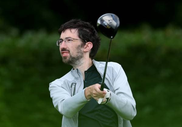 REPRO FREE *PRESS RELEASE NO REPRODUCTION FEE* EDITORIAL USE ONLY Golf Ireland ISPS Handa Irish G4D Open, Roganstown, Dublin 10 6 2025 Patrick Cumiskey takes his tee shot on the 1st hole Patrick Cumiskey 10 6 2025  Copyright: x INPHO JamesxCrombiex JCR18150