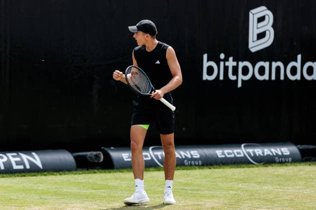 BOSS OPEN ATP250; 10.06.2025 Justin Engel (GER) jubelt im Match gegen James Duckworth (AUS) BOSS OPEN ATP250; Stuttgart, Tennisclub Weissenhof am 10.06.2025 Copyright: xBEAUTIFULxSPORTS Wunderlx
