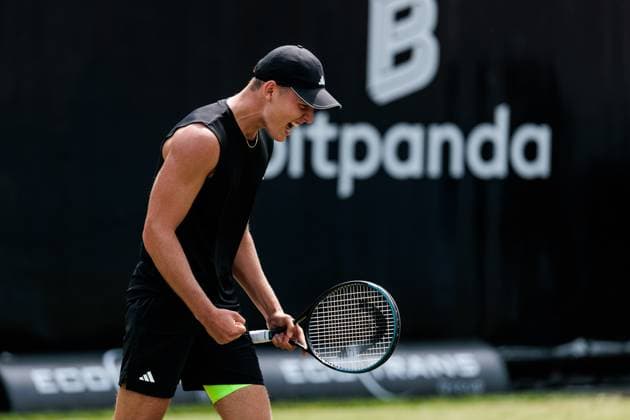 BOSS OPEN ATP250; 10.06.2025 Justin Engel (GER) jubelt im Match gegen James Duckworth (AUS) BOSS OPEN ATP250; Stuttgart, Tennisclub Weissenhof am 10.06.2025 Copyright: xBEAUTIFULxSPORTS Wunderlx