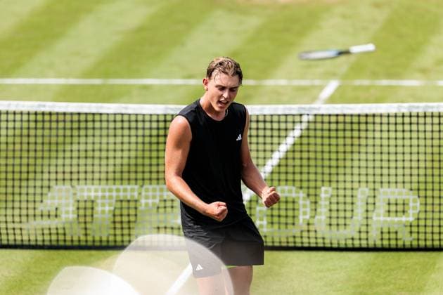 BOSS OPEN ATP250; 10.06.2025 Justin Engel (GER) jubelt nach dem Sieg im Match gegen James Duckworth (AUS) BOSS OPEN ATP250; Stuttgart, Tennisclub Weissenhof am 10.06.2025 Copyright: xBEAUTIFULxSPORTS Wunderlx