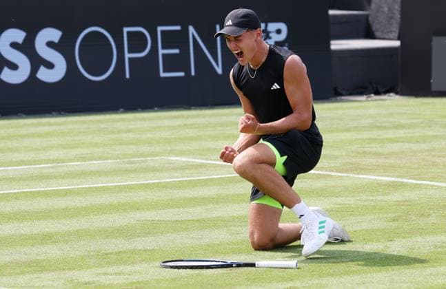 BAU Stuttgart Tennis , BOSS Open, Justin Engel (GER) jubelt über seinen Sieg