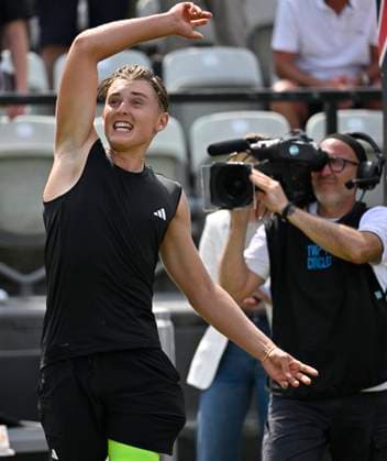 Justin Engel GER Jubel, Freude, Emotion, emotional, jubelt, Glueck, gluecklich, nach Matchgewinn Gestik Geste Tennis Herren BOSS Open ATP, Tennis Herren 250 Stuttgart 2025 Weissenhof BOSS Open ATP 250 Stuttgart 2025