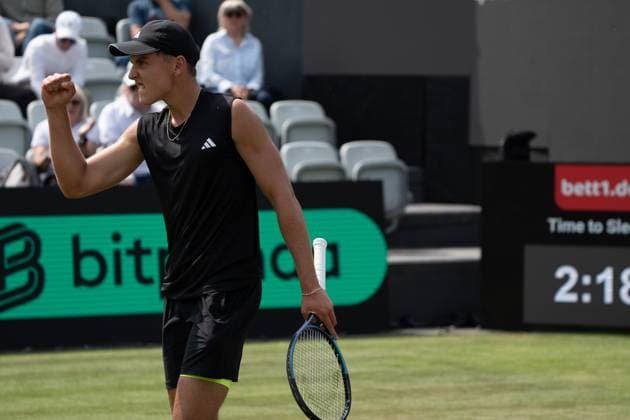 Justin Engel ballt die Faust nach einem Punktgewinn, Justin Engel vs. James Duckwirth, Tennis, ATP, Tennis Herren Turnier, Boss-Open, Center-Court, Sechzehntelfinale, 10.06.2025, Justin Engel vs. James Duckwirth, Tennis, ATP-Turnier, Boss-Open, Center-Court, Sechzehntelfinale, 10.06.2025, Stuttgart Copyright: xEibner-Pressefoto EdwardxCheungx EP_ECG