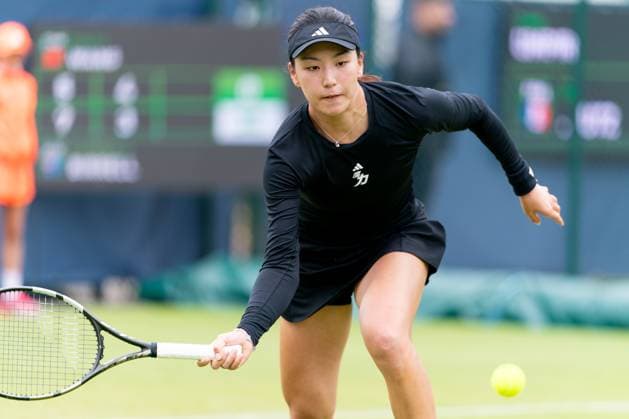 2025-06-10 2025 Libema Open Grass Court Championships ROSMALEN, NETHERLANDS - JUNE 10: Xinyu Wang of China in action during Day Two of 2025 Libema Open Grass Court Championships at Autotron on June 10, 2025 in Rosmalen, Netherlands. Rosmalen Autotron Netherlands Content not available for redistribution in The Netherlands directly or indirectly through any third parties. Copyright: xJorisxVerwijstx