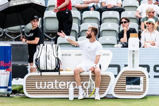 BOSS OPEN ATP250; 10.06.2025 Corentin Moutet (FRA) beschwert sich, meckert im Match gegen Fabio Fognini (ITA) BOSS OPEN ATP250; Stuttgart, Tennisclub Weissenhof am 10.06.2025 Copyright: xBEAUTIFULxSPORTS Wunderlx