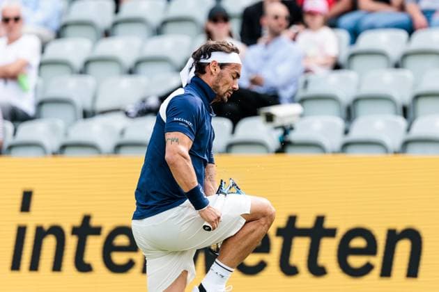 BOSS OPEN ATP250; 10.06.2025 Fabio Fognini (ITA) zerbricht seinen Schläger im Match gegen Corentin Moutet (FRA) BOSS OPEN ATP250; Stuttgart, Tennisclub Weissenhof am 10.06.2025 Copyright: xBEAUTIFULxSPORTS Wunderlx