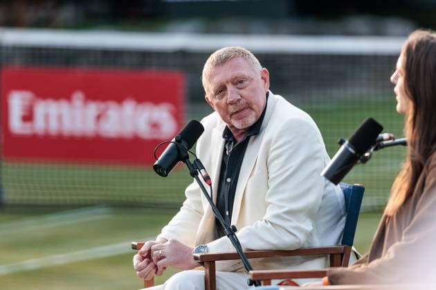 BOSS OPEN ATP250; 10.06.2025 Boris Becker während der Live-Aufnahme des Boris Becker & Andrea Petrovic Podcasts BOSS OPEN ATP250; Stuttgart, Tennisclub Weissenhof am 10.06.2025 Copyright: xBEAUTIFULxSPORTS Wunderlx