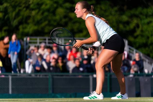 2025-06-10 2025 Libema Open Grass Court Championships ROSMALEN, NETHERLANDS - JUNE 10: Sarah van Emst of the Netherlands looks on during Day Two of 2025 Libema Open Grass Court Championships at Autotron on June 10, 2025 in Rosmalen, Netherlands. (Photo by Joris Verwijst BSR Agency) Rosmalen Netherlands Content not available for redistribution in The Netherlands directly or indirectly through any third parties. Copyright: xBSRxAgencyx